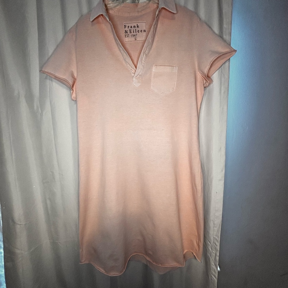 Frank & Eileen Women's Soft Pink Button Down Polo Shirt Dress